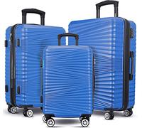 Hard Luggage Lightweight Spinner Suitcases 4 Wheels Spinner Durable ABS+PC Trolley Travel Case with Lock (20/24/28/Set of 3) (Dark Blue, 28 inch)