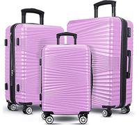 Hard Luggage Lightweight Spinner Suitcases 4 Wheels Spinner Durable ABS+PC Trolley Travel Case with Lock (20/24/28/Set of 3) (Pink, 28 inch)