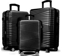Hard Luggage Lightweight Spinner Suitcases 4 Wheels Spinner Durable ABS+PC Trolley Travel Case with Lock (20/24/28/Set of 3) (Black, 28 inch)