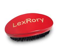Hard Palm Wave Brush 360 - LexRory Curved Hair Brushes for Men - Natural Wood Brush with Firm Boar Bristles for Hair Routine Wavers (Red)