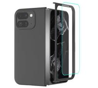 Hard PC Case For Google Pixel 9 Pro Fold With Tempered Glass Screen Protector,Skin Feeling Shockproof Anti-Scratch (Black)