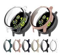 Hard PC Case with Tempered Glass Screen Protector, Compatible with Garmin VivoActive 5/Active 5 Watch, Bumper Protection, Protective Case, Touch-Sensitive Film (Clear + Pink), 2 Pack