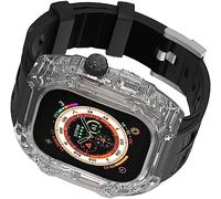 Hard PC Shockproof Watch Cover Silicone Strap，Compatible with Apple Watch Ultra 49mm 45mm 44mm, Transparent Case Replacement Sport Bands Mod Kit，For Iwatch Series 8/7/6/5/4/SE upgrade