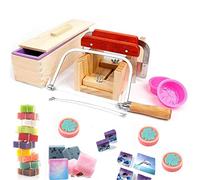 Hard Pine Adjustable Wood Soap Cutter Slicer Box Set - Art Craft Soap Making Loaf Mold Wire Cutter with Handmade Silicone Soap Loaf Mould and 3 Pcs Straight Soap Cutter Supplies #1