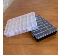 Hard Plastic Storage Box with 24 Compartments and Snap Closure for Organizing Beads, Jewelry, and Small Electronic Components
