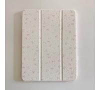 Hard PU Leather Mirror Back Folio Case with Triple Adjustable Kickstand for Apple Pink Bow Ribbon Flowers Floral Light Cream White Refreshing Girls Kids (for iPad A16 11-Inch 11th Generation 2025)