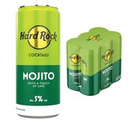 Hard Rock Cocktails | Mojito with a Touch of Lime, Premixed Ready to Drink, 5% ABV, 6 x 250ml Cans