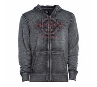 Hard Rock Men's Double Burnout Zip Hoodie Charcoal, No City Name, Small