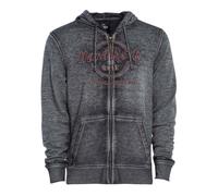 Hard Rock Mens Double Burnout Zip Hoodie Charcoal, No City Name, X-Large