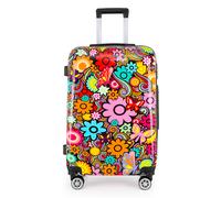 Hard Shell 4 Wheel Suitcase Set Flower Print Luggage Lightweight Cabin Travel