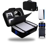Hard Shell Carrying Case for PS5, Travel Case for PS5, PS5 Pro, PS5 Console Controller, Shockproof Storage Bag for Playstation 5 Disc Digital Edition, Headset, Base, Accessories, black, Hard Shell