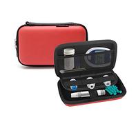 Hard Shell Diabetic Supplies Organizer Insulin Travel Carrying Case Bag for Lancets, Blood Sugar Test Strips, Lancing Device, Pen Needles, Glucose Meter, Medication, Pills, Alcohol Wipes Swabs (Red)