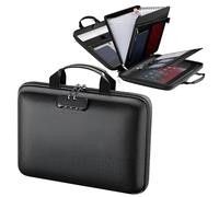 Hard Shell Document Box, Fireproof Document Box with Lock and 13 Pocket Expanding File Folder, Portable Waterproof Document Organiser for Passports, Certificates, Laptops & Important Papers