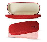 Hard Shell Glasses Case for Men and Women - Protective Spectacles and Sunglasses Case with Large Cloth - Black, Blue, Green, Grey, Lilac, Pink, Red