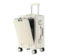 Hard Shell Luggage Suitcase with Wheels 20in Expandable Checked Bag USB Charging Port Ideal for Business Travel & Vacations - Stylish White Design