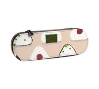 Hard Shell Pencil Bag Stationery Organizer Pouch Leather Pencil Pen Case & Makeup Bag,Onigiri Pattern Rice Ball Japanese Style Sushi