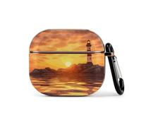 Hard Shell Protective Cover Compatible with AirPod 3 Case with Keychain | Sea Lighthouse in Sunset Case for AirPods 3 Case, Shockproof Bluetooth Earbuds Case Women Men for Daily Travel