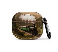 Hard Shell Protective Cover Compatible with AirPod 3 Case with Keychain | Steam Car in The Woods Case for AirPods 3 Case, Shockproof Bluetooth Earbuds Case Women Men for Daily Travel