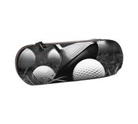 Hard Shell PU Leather Pencil Case, Black and White Golf Prints Pencil Box Waterproof Pen Organizer for School, Travel, Cosmetics & Gifts