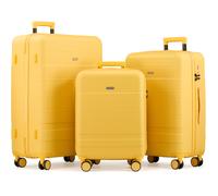 Hard Shell Suitcase Set 3 Piece with TSA Lock Double Spinner Wheels - Yellow