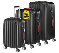 Monzana® Suitcase Set - Black Luggage Sets for Travel - 3 Piece Lightweight ABS Hard Shell Suitcases, Telescopic Handle & Spinner Wheels - Built in Lock, Medium Cabin Bag, Large, XL