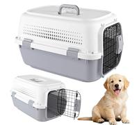 Hard-Sided Dog Cat Carrier with Handle, Secure Lock & Ventilation, Durable Portable Large Pet Carry Case Cage Crate Basket Transporter, Detachable Plastic Kitten Puppy Travel Carrier for Small Animal