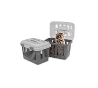 Hard-Sided Pet Carrier,Versatile Dog and Cat Carrier for Safe and Comfortable Travel, Top Load Pet Dog/Cat Travel Box Carrier, Grey, 44.3 x 31.5 x 33 cm
