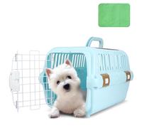 Hard-Sided Plastic Dog and Cat Kennel,Two-Door Pet Carrier, Plastic Wire Door, Top or Front Loading,Pets up to 22LBS,Fully Breathable, Perfect for Traveling/Hiking/Camping/Veterinary Visits (Blue)