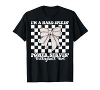 Hard Spikin' Power Servin' Volleyball Girl Coquette Bow T-Shirt