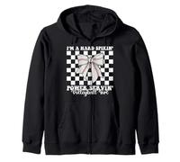 Hard Spikin' Power Servin' Volleyball Girl Coquette Bow Zip Hoodie