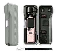 Hard Storage Case for DJI Osmo Pocket 4/3, Portable Travel Carrying Case Gimbal Screen Lens Full Protective Box with Magnetic Filters Slots and Wrist Strap (Gray)