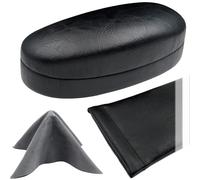 Hard Sunglasses Case & Soft Eyeglass Pouch - Glasses Case Hard Shell & Eyeglass Case Holder by MyEyeglassCase, Black, M-L