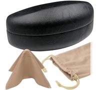 Hard Sunglasses Case with Microfiber Cleaning Cloth | Extra Large | Men and Women | AS179 Black with Cloth |