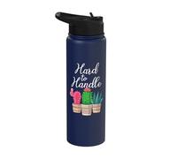 Hard to Handle Pink Green Cactus Succulent Plant Lover Stainless Steel Insulated Water Bottle