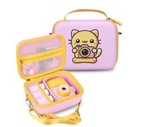 Hard Travel Carrying Case for YEEHAO/stinaolt/MISIRUN/Aasonida Kids Instant Print Camera, Storage Case with Strap Mesh Pocket for Print Paper Roll , Pink&Cute Cat(Case Only) (High-Capacity(Pink))