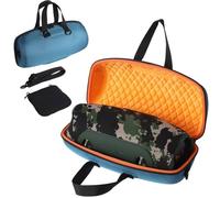 Hard Travel Case for JBL Xtreme 5 Portable Speaker, Protective Carring Case Storage Bag Pouch with Shoulder Strap and Zipper Pocket Bag for JBL Xtreme5 Speaker Accessories (Blue+Lined Orange)