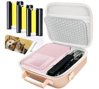 Hard Travel Case & KP-108IN 3 Color Ink &108 Sheets 4 x 6 Photo Paper Value Pack for Canon SELPHY CP1300 CP1200 CP1500 Wireless Compact Color Photo Printer（Rose Gold Case+Ink+Paper）