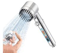 Hard Water Filter Shower Head, 3+1 Spray Jet Modes High Pressure Handheld Massage Shower Filter for Residual Chlorine Remove (Silver)