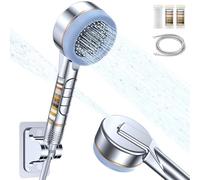 Hard Water Filter Shower Head,4 Modes High Pressure Bathroom Shower Heads with Stainless Steel Hose,Shower Stand and 3 Filters,Large Power Handheld Showerhead for Residual Chlorine Remove