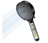 Hard Water Filter Shower Head with 6 Spray Modes, High Pressure Water Saving Shower Head with 20 Layers Filtration, Power Shower Heads with Showerhead Filter for Residual Chlorine Remove, Black
