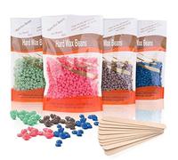 Hard Wax Beads, 4 X 100G Painless with 10 Applicators, Professional Wax Beads for Eyebrow, Armpit, Bikini, Back, Chest, Legs, Painless Hair Removal, Christmas Gifts