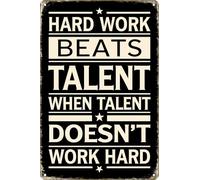 Hard Work Beats Talent When Doesn'T Vintage Metal Tin Sign For Home Bar Cafe Pub Garage Man Cave Shop Decor Plaque 8"x12"