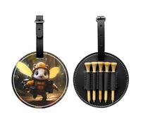 Hard-working bees Black Printed golf tee storage bag - portable design, easy to organize tee, Black, One Size