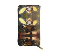 Hard-working bees Long leather wallet, portable credit card holder, zippered coin purse, and ID compartment