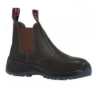 Hard Yakka Womens Banjo Non-Safety Slip-On Leather Dealer Boots in Brown, Size 5, Lightweight, Leather/Mesh/PU | Charlies