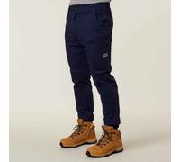 Hard Yakka Raptor Navy Men's Recycled Cotton-Mix Cuffed Ankle Work Trouser