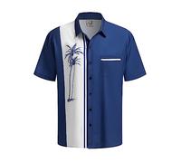 Hardaddy Men's Adult Hawaiian Shirt Short Sleeves Coconut Printed Button Down Summer Beach Casual Shirts, Blue8, XXL