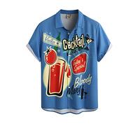 Hardaddy Men's Adult Summer Hawaiian Shirts Funny Performence Printed Button Down Casual Bowling Shirt, Color06, Medium