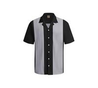 Hardaddy Men's Bowling Shirt Short Sleeve Button Down Casual Summer Cuba Beach Shirts, Black-grey, Medium