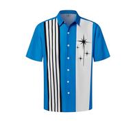 Hardaddy Men's Vintage Bowling Shirt Short Sleeve Button Down Hawaiian Summer Beach Printed Casual Shirts, Multicolor08, Large